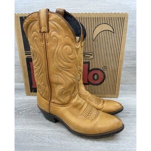 Laredo Men's Gen Deer‎ Men's 8.5 Tan Leather Western Cowboy Boots Almond Toe